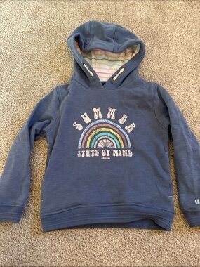 Fat Face Blue Hoodie with Rainbow Graphic